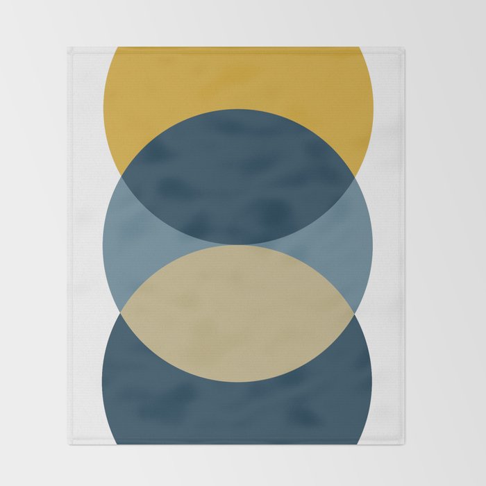 Rise of the Sun - Yellow, Blue, Geometric Art Throw Blanket Gallery Image 2