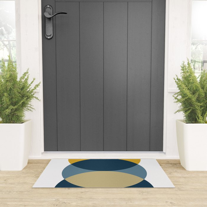 Rise of the Sun - Yellow, Blue, Geometric Art Welcome Mat Gallery Image 3