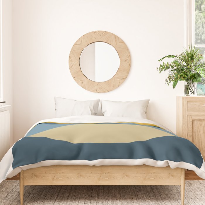 Rise of the Sun - Yellow, Blue, Geometric Art Duvet Cover Gallery Image 3