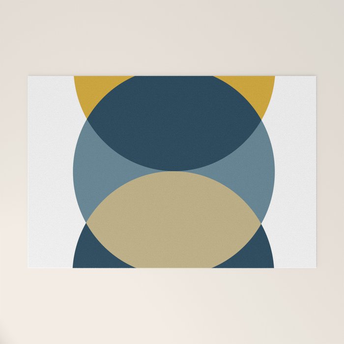 Rise of the Sun - Yellow, Blue, Geometric Art Welcome Mat Gallery Image 1