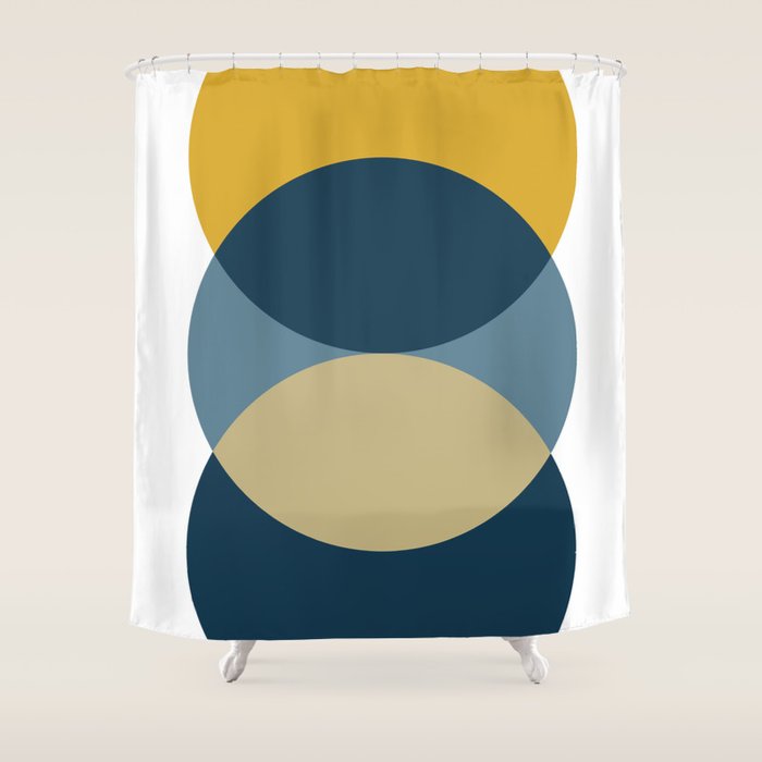 Rise of the Sun - Yellow, Blue, Geometric Art Shower Curtain Gallery Image 1