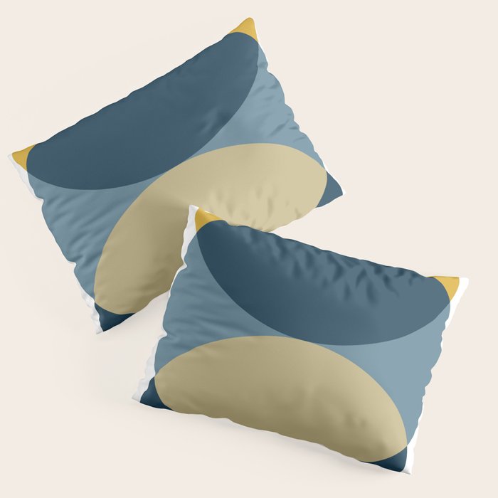 Rise of the Sun - Yellow, Blue, Geometric Art Pillow Sham Gallery Image 3