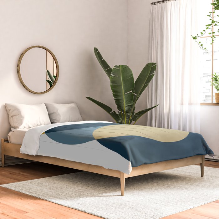 Rise of the Sun - Yellow, Blue, Geometric Art Comforter Gallery Image 2