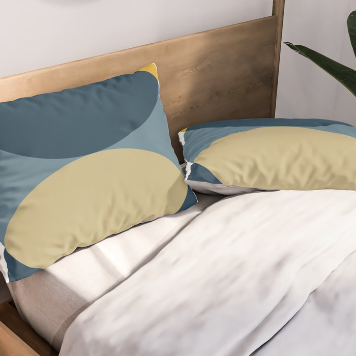 Rise of the Sun - Yellow, Blue, Geometric Art Pillow Sham Gallery Image 2