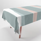Festive, Abstract, Stripes Pattern, Pink, Green, White Tablecloth Gallery Image 1