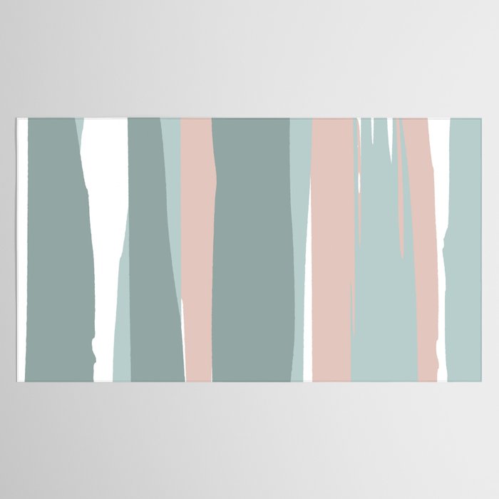Festive, Abstract, Stripes Pattern, Pink, Green, White Tablecloth Gallery Image 2