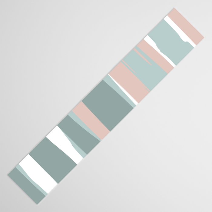 Festive, Abstract, Stripes Pattern, Pink, Green, White Table Runner Gallery Image 3