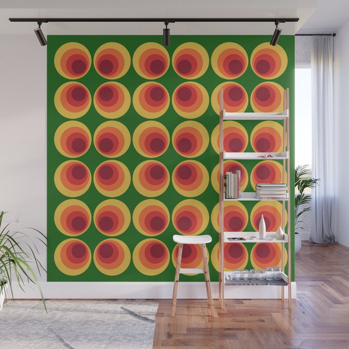 Retro Mod Circle Pattern 522 Wall Mural Gallery Image 1
