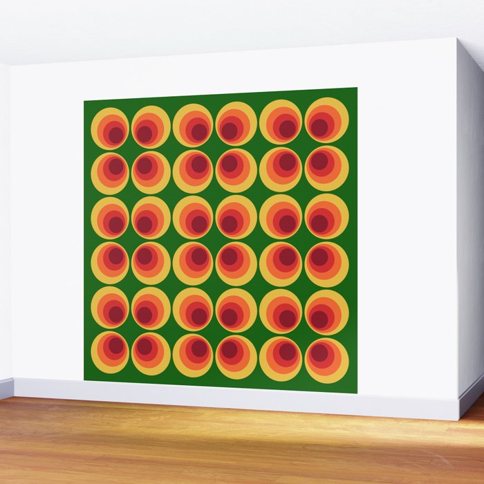 Retro Mod Circle Pattern 522 Wall Mural Gallery Image 2