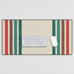 Blanket Stripe - vintage teal, green, brown, and red Desk Mat Gallery Image 1