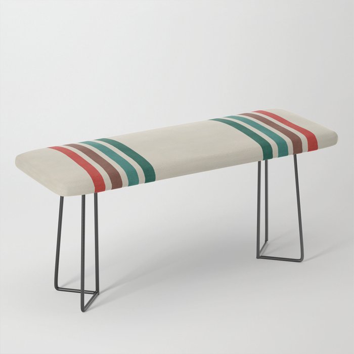 Blanket Stripe - vintage teal, green, brown, and red Bench Gallery Image 1