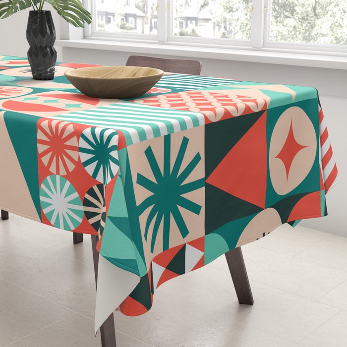 Mid Century Retro Holiday Tablecloth Gallery Image 3