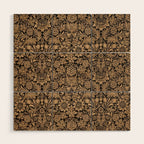 William Morris Pure Sunflower Brown Maple Lichen Vintage Pattern Wood Wall Art Gallery Image 1