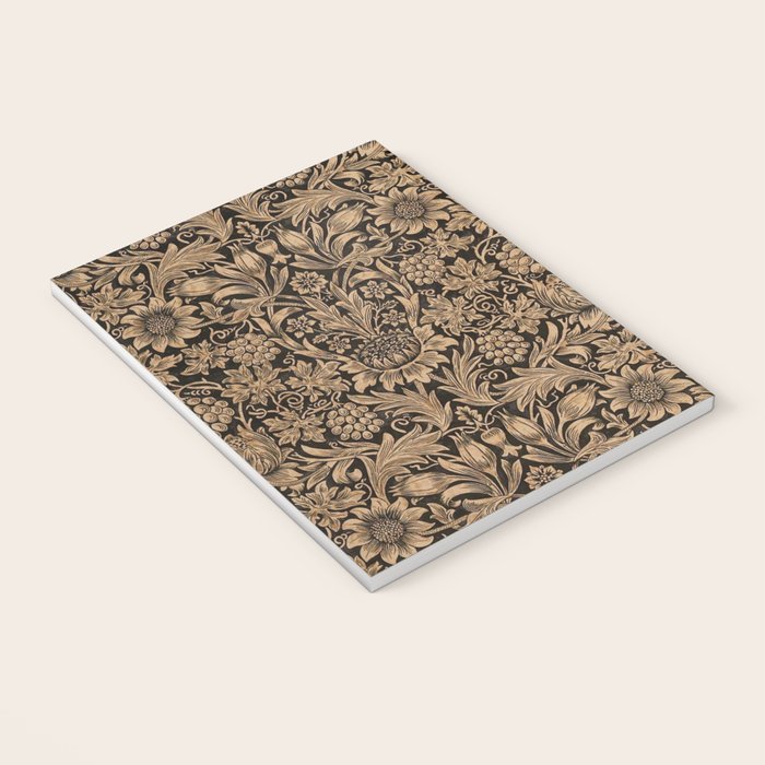 William Morris Pure Sunflower Brown Maple Lichen Vintage Pattern Notebook Gallery Image 3