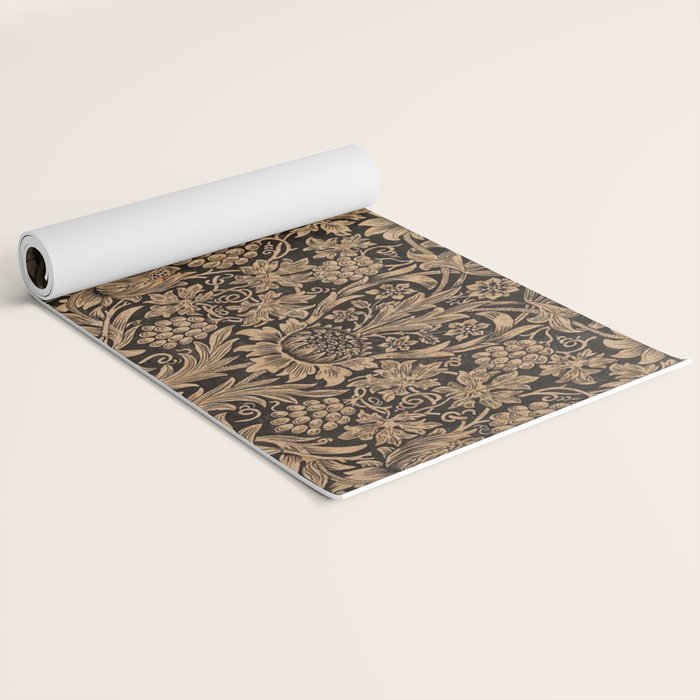 William Morris Pure Sunflower Brown Maple Lichen Vintage Pattern Yoga Mat Gallery Image 2