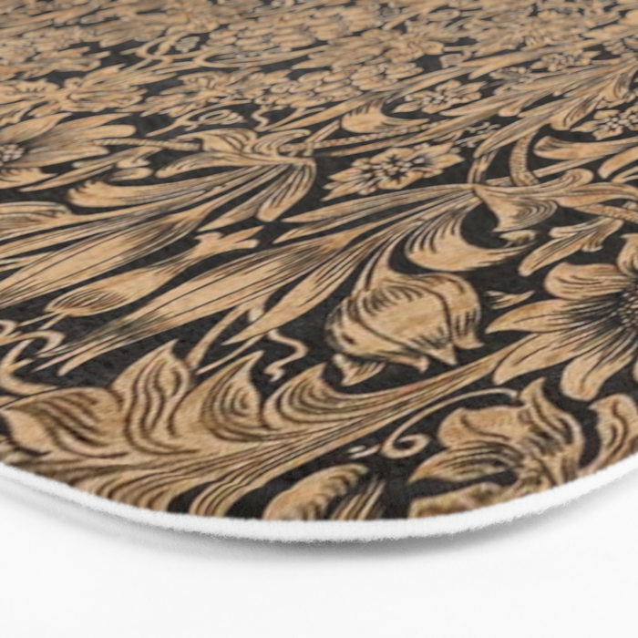 William Morris Pure Sunflower Brown Maple Lichen Vintage Pattern Bath Mat Gallery Image 3
