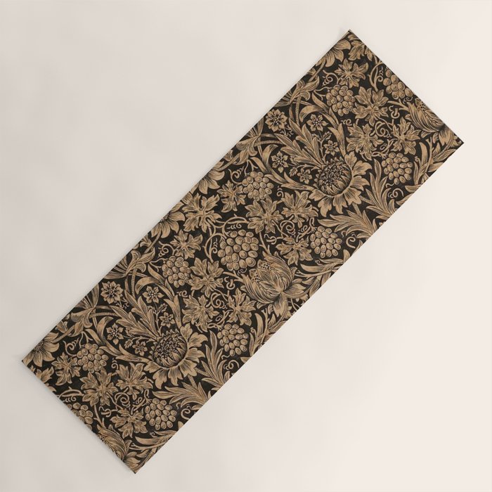 William Morris Pure Sunflower Brown Maple Lichen Vintage Pattern Yoga Mat Gallery Image 1