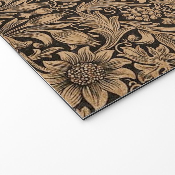 William Morris Pure Sunflower Brown Maple Lichen Vintage Pattern Welcome Mat Gallery Image 2