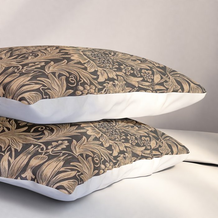 William Morris Pure Sunflower Brown Maple Lichen Vintage Pattern Pillow Sham Gallery Image 3