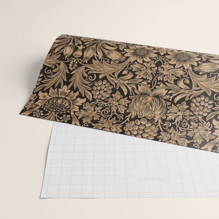 William Morris Pure Sunflower Brown Maple Lichen Vintage Pattern Wrapping Paper Gallery Image 2