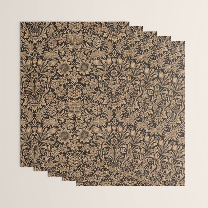 William Morris Pure Sunflower Brown Maple Lichen Vintage Pattern Wrapping Paper Gallery Image 3