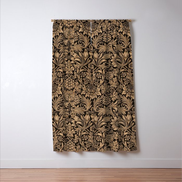 William Morris Pure Sunflower Brown Maple Lichen Vintage Pattern Window Curtain Gallery Image 3