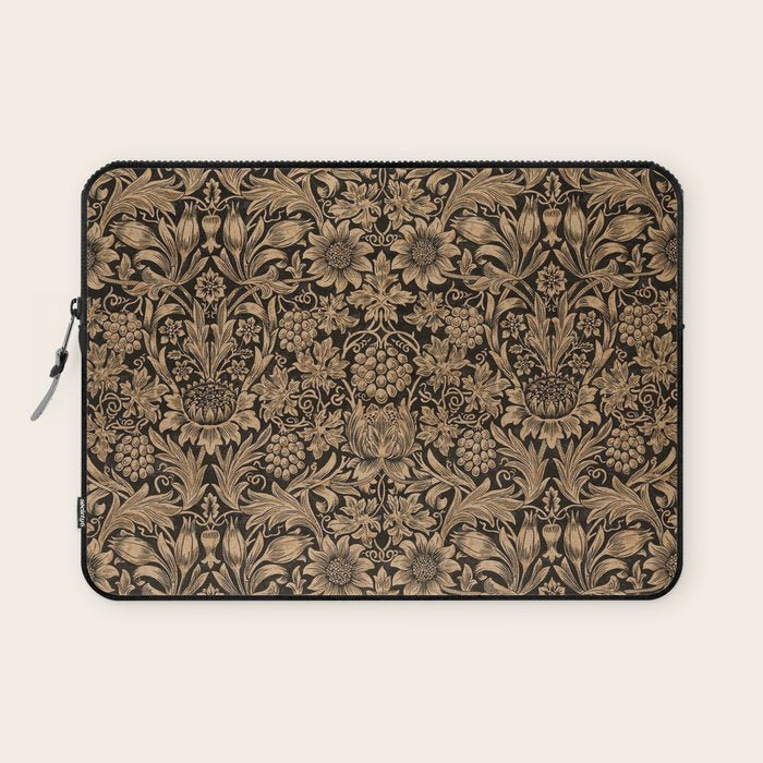 William Morris Pure Sunflower Brown Maple Lichen Vintage Pattern Laptop Sleeve Gallery Image 1