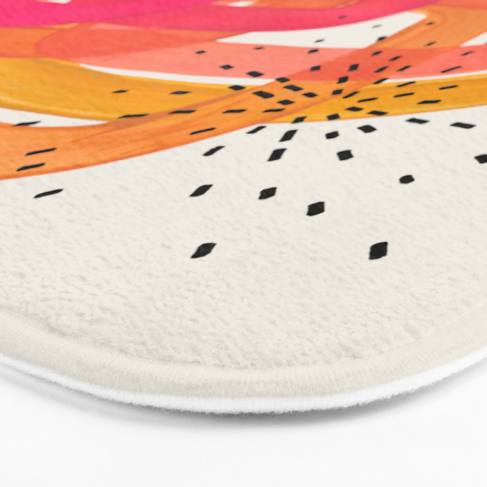 Mid Century Modern Abstract Colorful Art Ombre Magenta Yellow Circles Raindrops Geometric Pattern Bath Mat Gallery Image 3