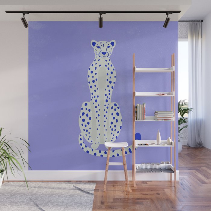 Periwinkle Cheetah Wall Mural Gallery Image 1