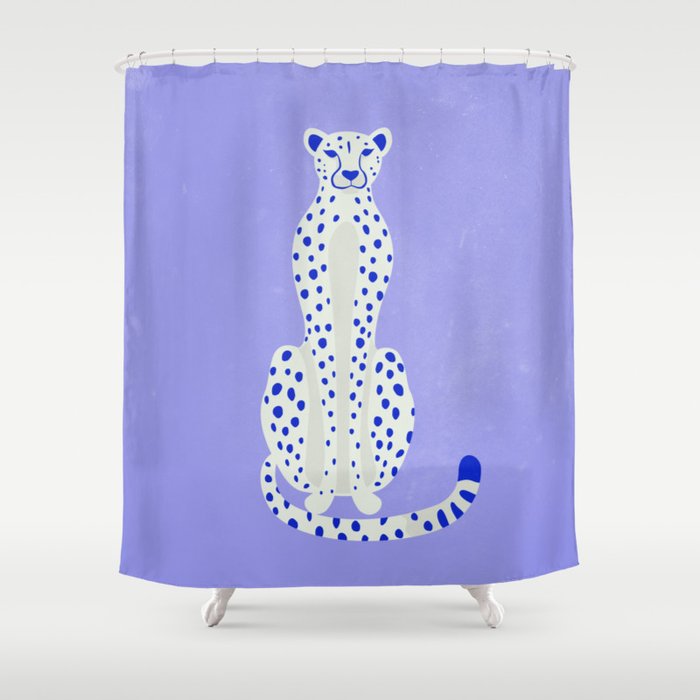 Periwinkle Cheetah Shower Curtain Gallery Image 1