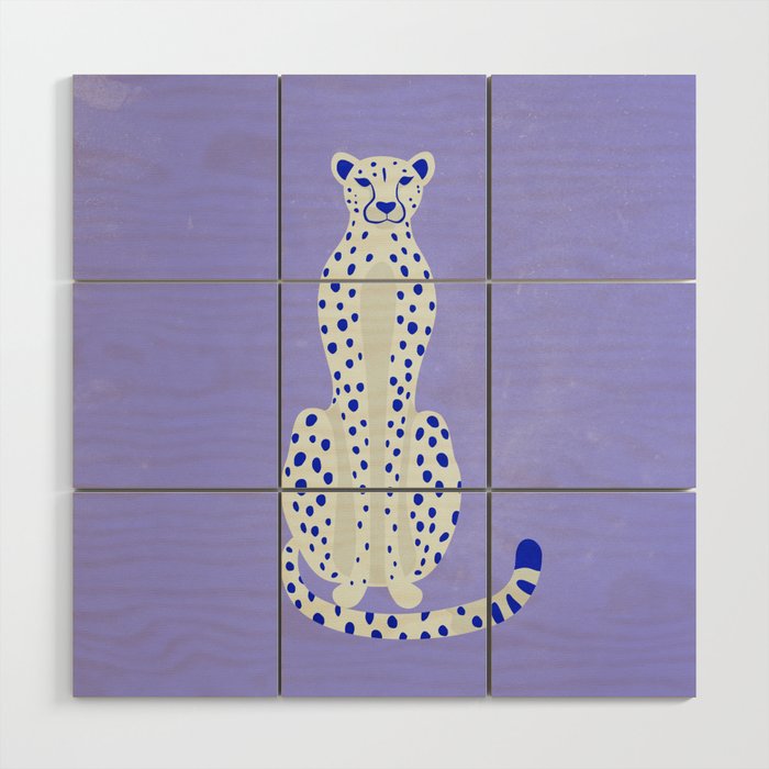 Periwinkle Cheetah Wood Wall Art Gallery Image 1