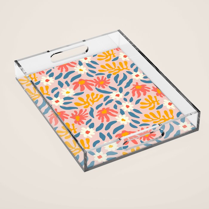 Vintage organic flower nature art pattern Acrylic Tray Gallery Image 1