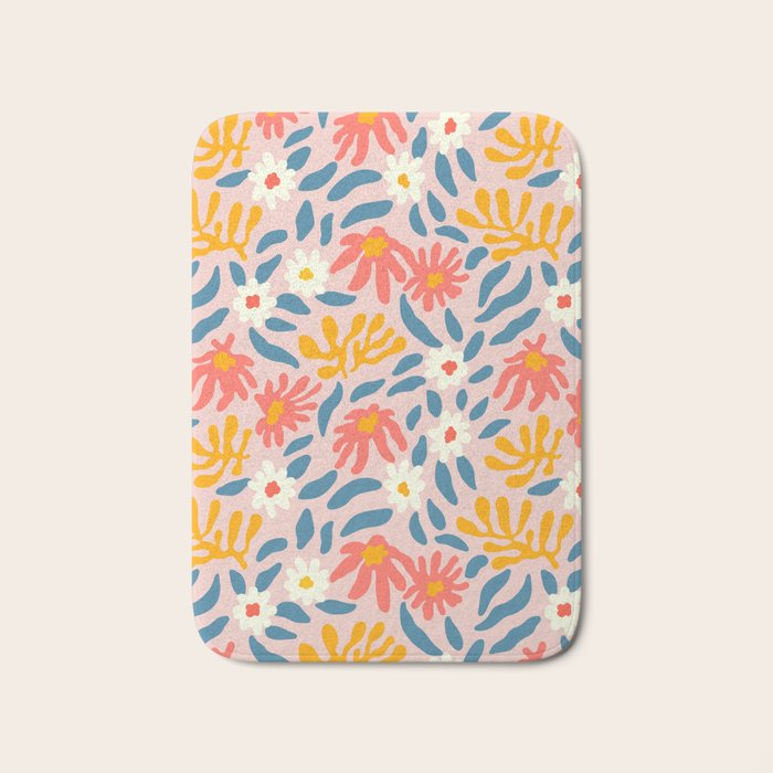 Vintage organic flower nature art pattern Bath Mat Gallery Image 1