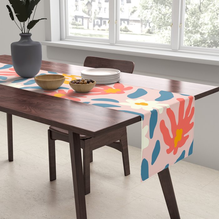 Vintage organic flower nature art pattern Table Runner Gallery Image 2
