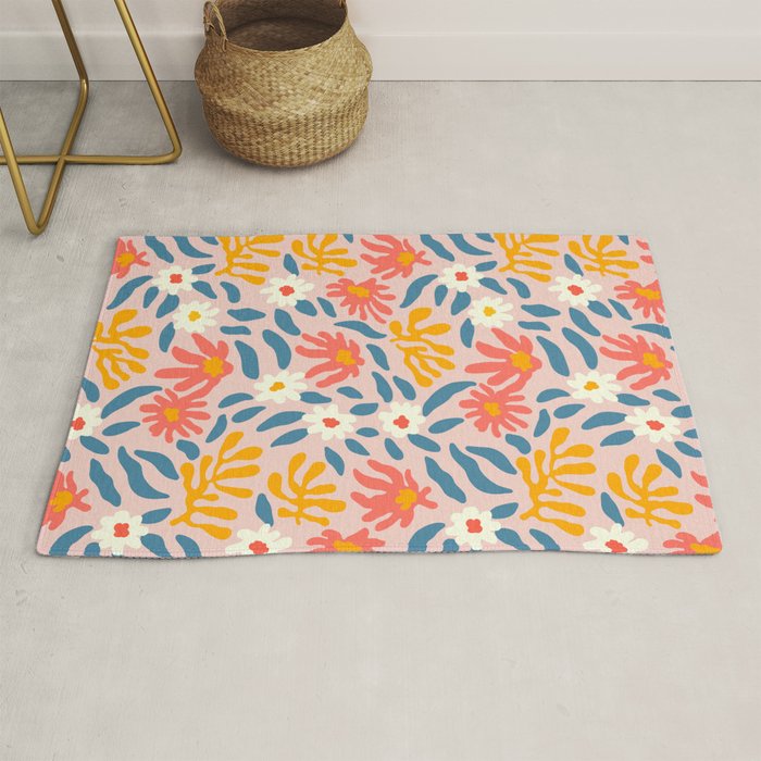 Vintage organic flower nature art pattern Rug Gallery Image 1
