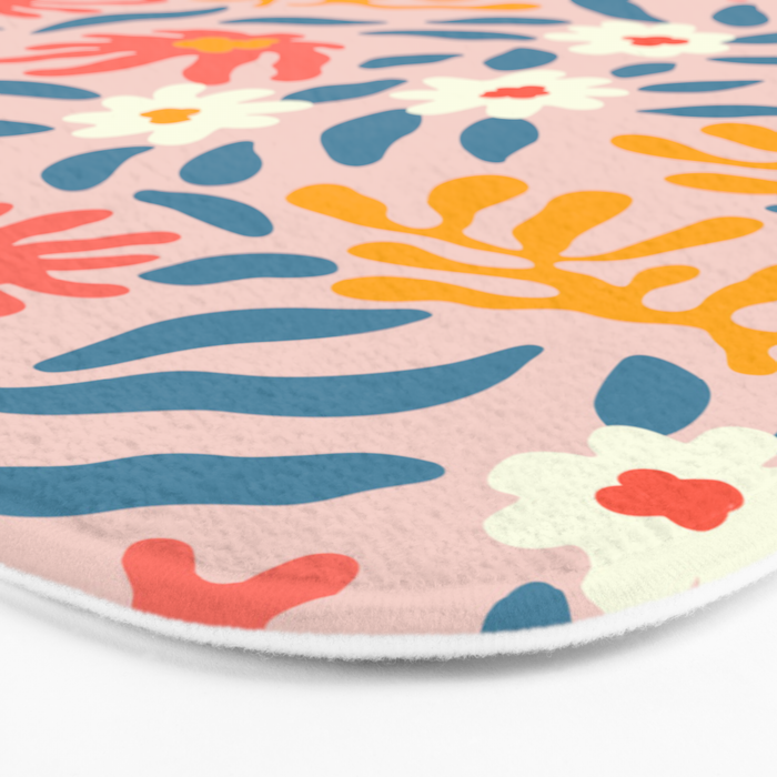 Vintage organic flower nature art pattern Bath Mat Gallery Image 3
