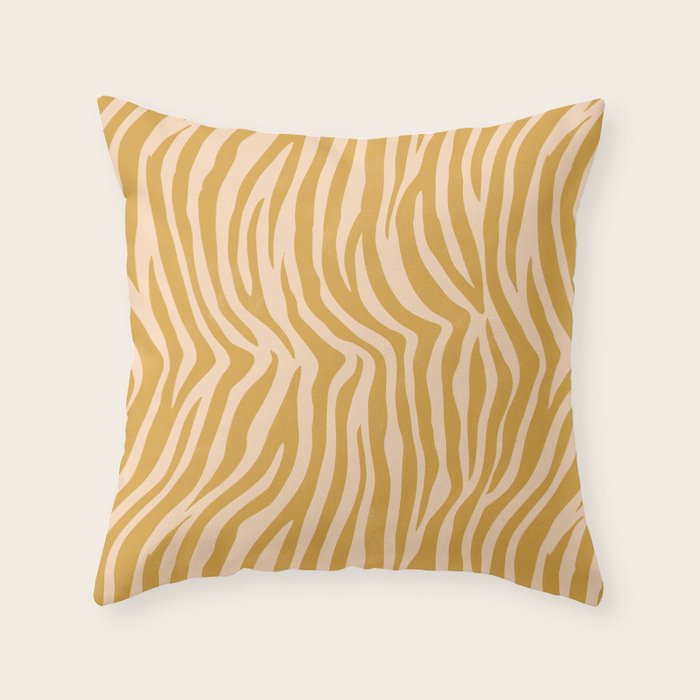 Dopamine Zebra Print In Amber Yellow Throw Pillow Gallery Image 6