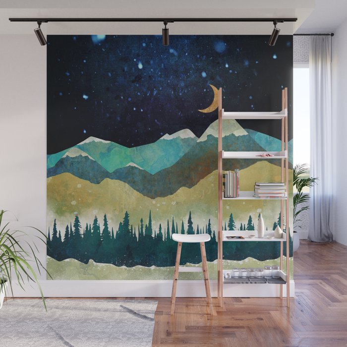 Snowy Night Wall Mural Gallery Image 1