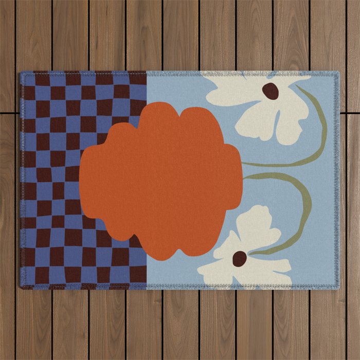 Blooming_Dropping and checkerboard   Outdoor Rug Gallery Image 1