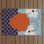 Blooming_Dropping and checkerboard   Outdoor Rug Gallery Image 1