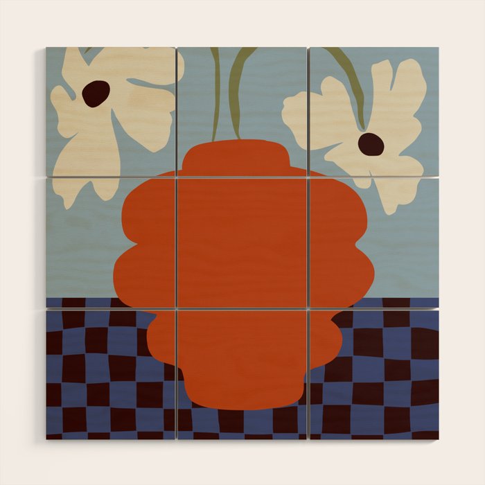 Blooming_Dropping and checkerboard   Wood Wall Art Gallery Image 1