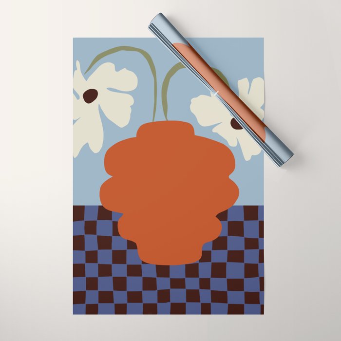 Blooming_Dropping and checkerboard   Wrapping Paper Gallery Image 1