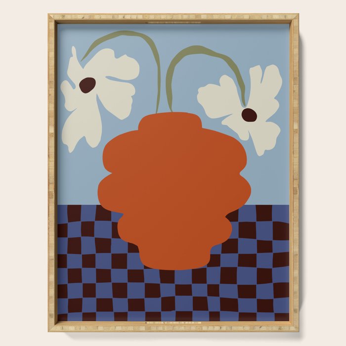 Blooming_Dropping and checkerboard   Serving Tray Gallery Image 1