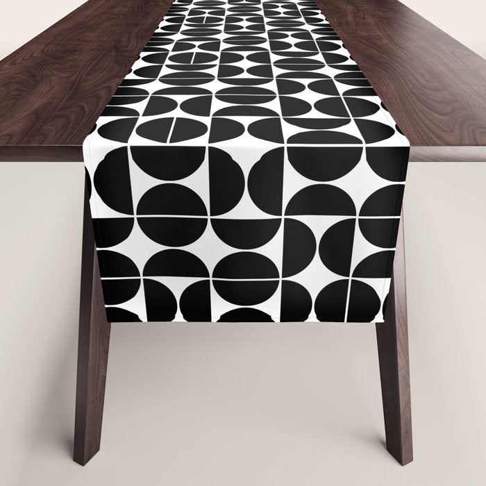 Mid Century Modern Geometric 04 Black Table Runner Gallery Image 1