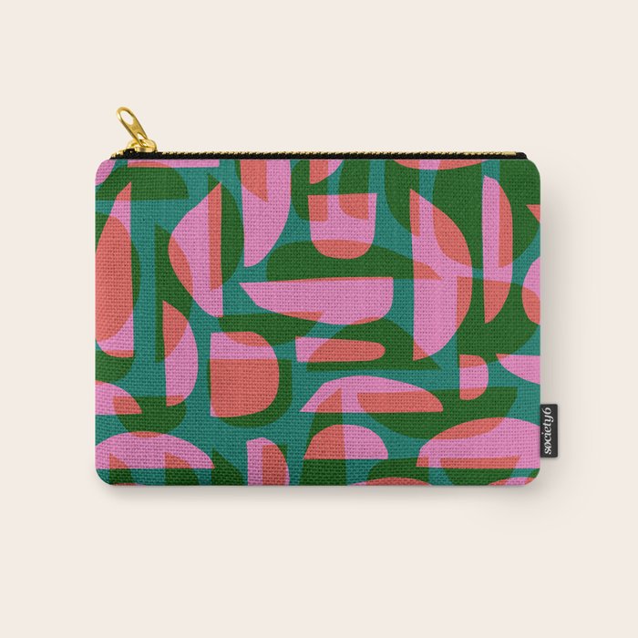 Simple Hand-cut Pattern #5 / Pink & Green Carry All Pouch Gallery Image 1