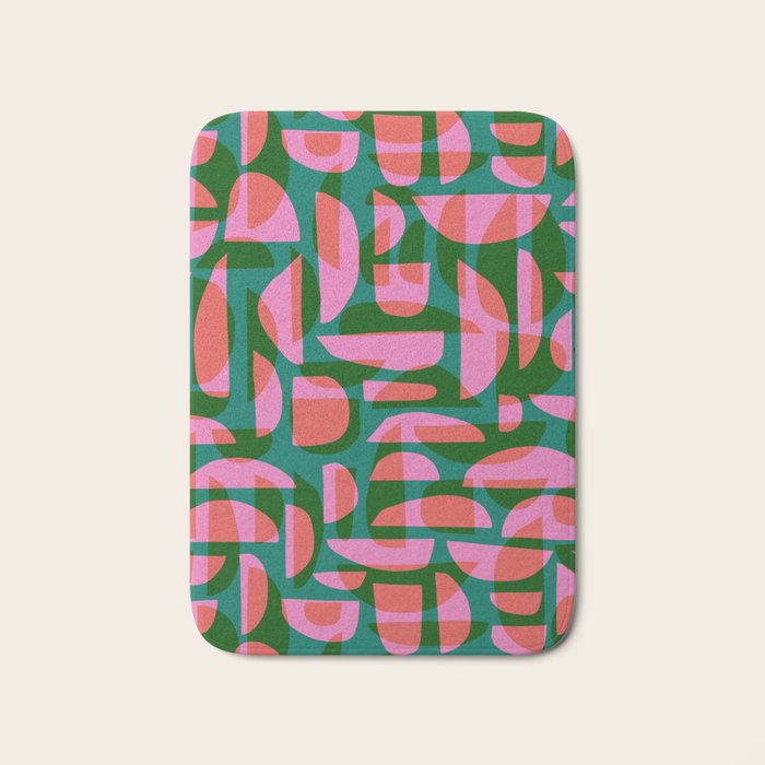 Simple Hand-cut Pattern #5 / Pink & Green Bath Mat Gallery Image 1
