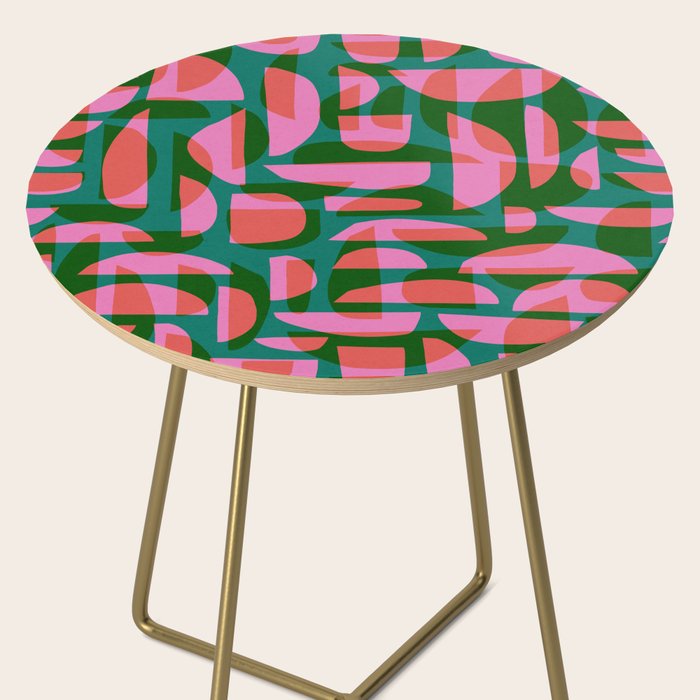 Simple Hand-cut Pattern #5 / Pink & Green Side Table Gallery Image 2
