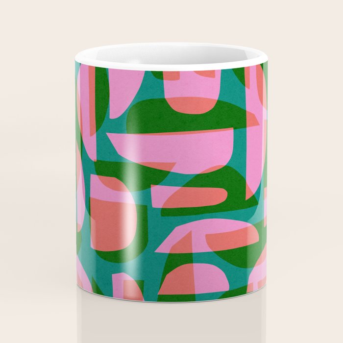 Simple Hand-cut Pattern #5 / Pink & Green Coffee Mug Gallery Image 4