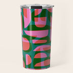 Simple Hand-cut Pattern #5 / Pink & Green Travel Mug Gallery Image 1