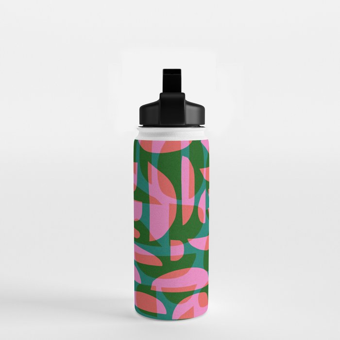 Simple Hand-cut Pattern #5 / Pink & Green Water Bottle Gallery Image 2